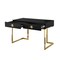 Homeroots 47" Black and Gold Wood and Stainless Steel Writing Desk With Two Drawers 543795 - alternate 2