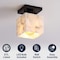 Jonathan Y Alessia 5" 1-Light Modern Contemporary Alabaster/Iron Cube LED Semi Flush Mount, White Marbling/Black JYL1202B - alternate 2