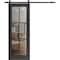 Sartodoors Sturdy Barn Door Clear Tempered Glass, Lucia 2366 Matte Black and Aluminum Strips, 6.6FT Black Rai LUCIA2366BD-B-BLK-32 x 96 - alternate 1