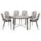 Leisuremod Devon 7-Piece Aluminum Patio Dining Set, Tempered Glass Top Table & 6 Stackable Chairs, Brown DT48C6BR - alternate 1