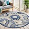 Homeroots 4' Blue And Gray Round Floral Indoor Outdoor Area Rug 546834 - alternate 2
