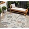 Homeroots 8' Ivory Brown And Blue Round Floral Washable Indoor Outdoor Area Rug 606160 - alternate 1