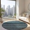Homeroots 8' Teal Blue Sky Blue And Gray Round Striped Washable Indoor Outdoor Area Rug 577813 - alternate 2