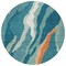 Homeroots 8' Teal Blue Copper And Ivory Round Abstract Washable Indoor Outdoor Area Rug 601010 - alternate 2