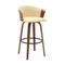 Homeroots 30" Cream And Wood Brown Faux Leather Swivel Bar Height Bar Chair 534422 - alternate 1