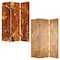Homeroots 72" Brown Canvas Folding Three Panel Screen Room Divider 274667 - alternate 2