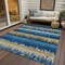 Homeroots 3' X 5' Navy Blue Gold And Ivory Striped Washable Indoor Outdoor Area Rug 598370 - alternate 2