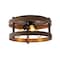 Jonathan Y Cooper 16 in. 3-Light Farmhouse Industrial Iron LED Flush Mount, Brown Wood Finished/Oil Rubbed Bronz JYL1305A - alternate 1
