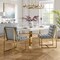 Homeroots Set of Two Tufted Gray And Gold Upholstered Faux Leather Dining Side Chairs 545053 - alternate 2