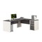 Bestar L Shaped Desk L-Shape Workstation, 82.9" D X 30.4" H, 71.1" W X Melamine, Slate/Sandstone 93880-59 - alternate 1