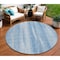 Homeroots 8' Sky Blue And Denim Blue Round Botanical Leaves Washable Indoor Outdoor Area Rug 581986 - alternate 1