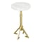 Homeroots 22" White And Gold Marble And Iron Round Pedestal End Table 556546 - alternate 2