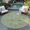 Homeroots 8' Mint Green Brown And Gray Round Floral Washable Indoor Outdoor Area Rug 603475 - alternate 2