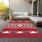 Homeroots 5' X 8' Red White And Navy Blue Southwestern Washable Indoor Outdoor Area Rug 613946 - alternate 2
