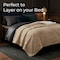 Lavish Home Faux Fur Throw Blanket 60x70-Inch Twin Blanket for Couch, Bed, or Chair Soft Throw with Plush, Taupe 66-THROW057-T - alternate 2