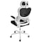 Elama High Back Adjustable Mesh and Fabric Office Chair in Black on White with Adjustable Head Rest ELM-F-936WKD - alternate 2