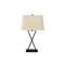 Homeroots 25" Black Metal Geometric USB Table Lamp With Beige Shade 545823 - alternate 1
