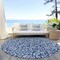 Homeroots 8' Navy Blue And Ivory Round Damask Washable Indoor Outdoor Area Rug 595171 - alternate 2