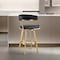Armen Living Saturn 26in Swivel Counter Stool with Gold Brushed Stainless Steel and Black Faux Leather LCSNSWBABGLBLK26 - alternate 2