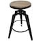 Homeroots Set of Two Natural and Black Iron and Wood Backless Adjustable Height Swivel Bar Chairs, 2PK 629126 - alternate 2