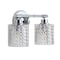 Jonathan Y Spaulding Vintage 13" 2-Light Iron/Chevron Pattern Glass Farmhouse Cottage LED Vanity Light, Chrome JYL3549A - alternate 2