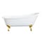 Kingston Brass 54" Cast Iron Oval Single Slipper Clawfoot Tub, No Faucet Drillings, White/Brushed Brass VCTND5431B7 - alternate 1