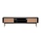 Homeroots Black Wood and Wicker Media Stand 400736 - alternate 2