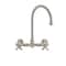 Whitehaus Collection Vintage III Plus Wall Mount Faucet with a  Long Gooseneck Swivel Spout, and Solid Brass Side Spray WHKWCR3-9301-NT-BN - alternate 2