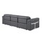 Homeroots 100" Dark Gray Top Grain Leather Reclining Metal USB Sofa 720430 - alternate 2
