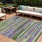 Homeroots 9' X 12' Moss Green Olive Green And Purple Striped Washable Indoor Outdoor Area Rug 613270 - alternate 1