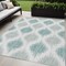 Homeroots 5' X 8' Aqua Teal Blue And Ivory Ikat Washable Indoor Outdoor Area Rug 589069 - alternate 1