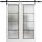 Sartodoors Sturdy Double Barn Door with Frosted Glass Planum 2132 White 64x80 (2* 32x80) Solid Core PLANUM2132DB-WS-64 x 80 (2* 32x80) - alternate 1