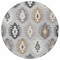 Homeroots 8' Silver Beige And Charcoal Round Southwestern Washable Indoor Outdoor Area Rug 615172 - alternate 2