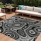 Homeroots 9' X 12' Black And Ivory Geometric Washable Indoor Outdoor Area Rug 631375 - alternate 1