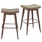 Homeroots Set of Two 31" Taupe and Walnut Faux Leather and Steel Backless Bar Height Bar Chairs, 2PK 565003 - alternate 1