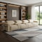 Homeroots 166" Beige Top Grain Leather Reclining Metal USB Sofa 720372 - alternate 2