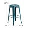 Flash Furniture 30" High Aged Kelly Blue-Teal Metal Barstool ET-BT3503-30-KB-GG - alternate 2
