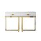 Homeroots 47" White Wood and Gold Stainless Steel Sled Console Table With Two Drawers 543865 - alternate 1