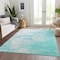 Homeroots 8' X 10' Aqua Ivory And Teal Blue Abstract Washable Indoor Outdoor Area Rug 582197 - alternate 2