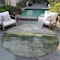 Homeroots 8' Fern Green Gold And Gray Round Abstract Washable Indoor Outdoor Area Rug 603007 - alternate 2