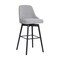 Homeroots 26" Light Gray and Black Fabric with Solid Wood Swivel Counter Height Bar Chair 534479 - alternate 2