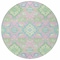 Homeroots 8' Pink Green And Blue Round Oriental Washable Indoor Outdoor Area Rug 597706 - alternate 2