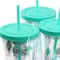 Gibson Home Tropical Sway Vineyard 6Pc 24Oz Double Wall Plastic Tumbler Set with Lid & Straw in Teal 136425.01 - alternate 2