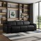 Homeroots 107" Black Top Grain Leather Reclining USB Sofa 643700 - alternate 2