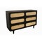 Homeroots 56" Black And Natural Solid Wood And Rattan Six Drawer Double Dresser 564522 - alternate 2