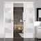 Sartodoors Sliding French Double Pocket Doors 3 Lites, Lucia 4070 White Silk with Frosted Glass, Kit Trims Rai LUCIA4070DP-WS-36 - alternate 1