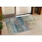 Homeroots 3' X 5' Teal Blue Orange And Beige Abstract Washable Indoor Outdoor Area Rug 631455 - alternate 1