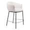 Homeroots 26" Ivory and Black Shearling and Steel Counter Height Bar Chair 555759 - alternate 2
