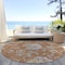 Homeroots 8' Orange Copper And Gray Round Floral Washable Indoor Outdoor Area Rug 589496 - alternate 2