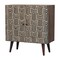 Homeroots 32in Brown Black and White Solid Wood And Inlaid Bone Textured Accent Cabinet With Two Doors 654263 - alternate 2